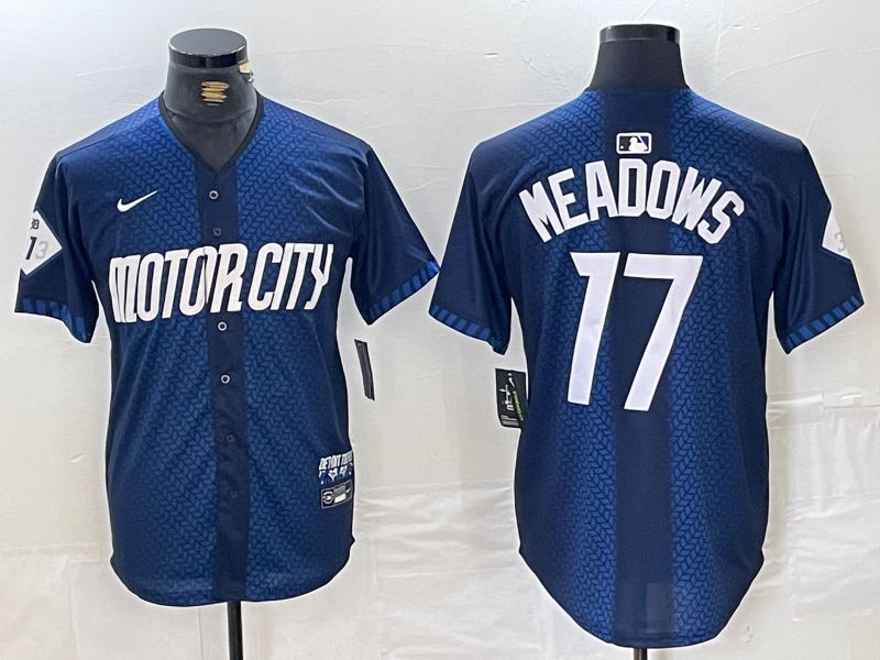 Men Detroit Tigers 17 Meadows Blue City Edition Nike 2024 MLB Jersey style 1
